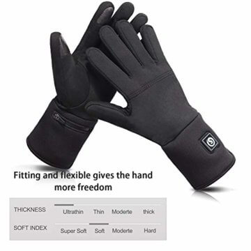 Sun Will elektrische beheizte Handschuhe für Herren Damen，wiederaufladbar beheizbare Winter Handschuhe für Outdoor Fahrrad Motorad Ski Snowdoard Jagd (Schwarz-, M-L) - 4